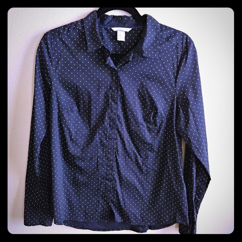 H&M button down blouse, navy, hidden buttons